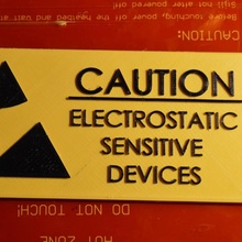 elecrostatic sensitive equipment warning sign & garden electronics workshop electrical laboratory electric caution electrostatic 3d print model - Mito3D