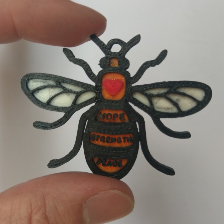 manchester peace bee pendant jewellery insect support charity 3D print model - Mito3D