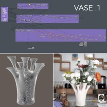 minimal surface vase & garden flowers grasshopper rhinoceros laybrick 3d print model - Mito3D