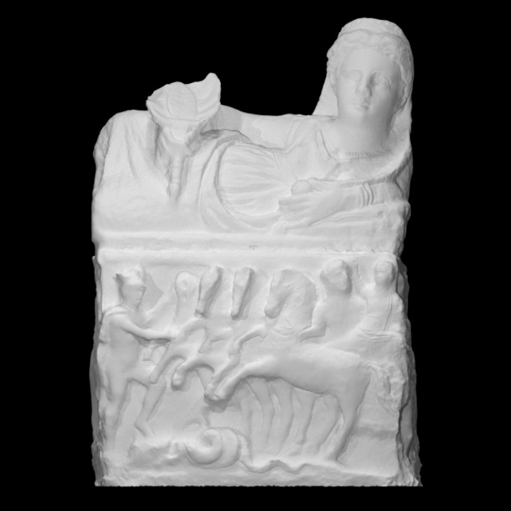 ellenistico cinerario urna figurare donna scansione monumento metà corpo 3D print model - Mito3D