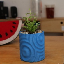 Wellen Topf Garten Kaktus Pflanzer Dekor Heuschrecke Nashorn 3d print model - Mito3D