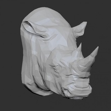 white rhino head - poly toys & games animal sculpture rhinoceros 3d print model - Mito3D