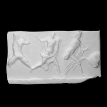 slab frieze mausoleum showing battle lapiths centaurs scan men halfbody 3d print model - Mito3D