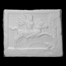 gravestone figuring thracian horseman scan man horse monument relief fullsize halfbody 3d print model - Mito3D