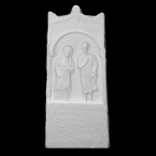 hellenistic gravestone married couple scan man woman monument relief fullsize halfbody 3d print model - Mito3D