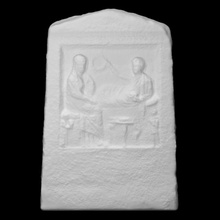 gravestone representing symposium scene scan man monument relief fullsize funerary 3d print model - Mito3D