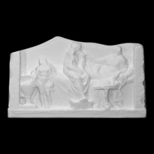 gravestone symposium scene scan man monument relief fragment funerary 3d print model - Mito3D