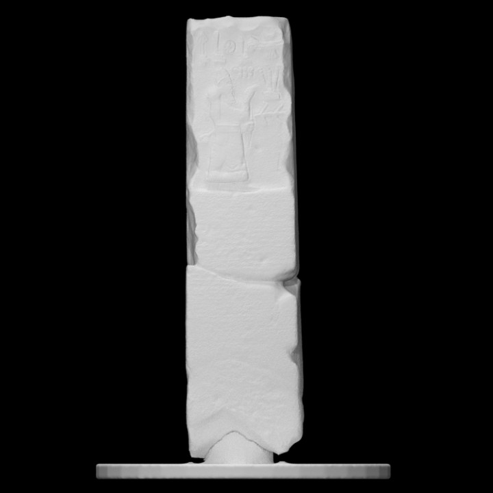 stele figuring adad-nirari iii praying god symbols scan man relief inscription 3D print model - Mito3D
