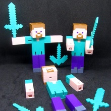 Minecraft steve articulado caucho banda juguetes juegos elástica 3d print model - Mito3D