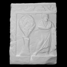 byzantine face fragment sarcophagus scan man monument relief funerary floral 3d print model - Mito3D