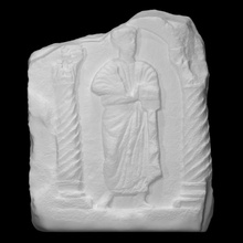 byzantine face fragment slab sarcophagus scan man monument relief funerary 3d print model - Mito3D