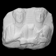 funerary relief father son scan men fragment 3d print model - Mito3D