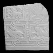 slab fragment zoomorphic vegetal motifs scan animal architecture relief floral 3d print model - Mito3D
