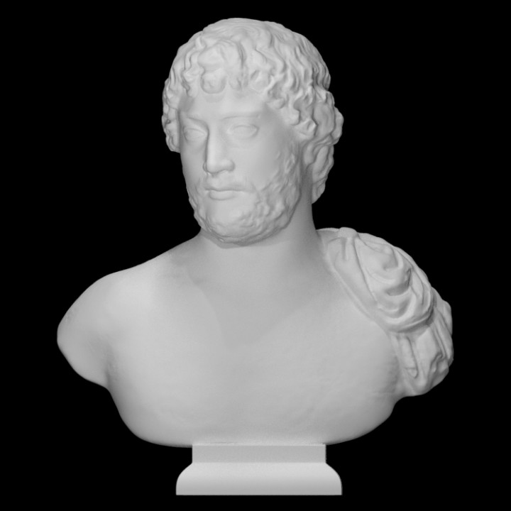 portrait buste empereur hadrien analyse tête homme demi corps 3D print model - Mito3D