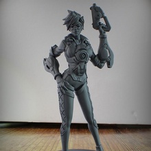 overwatch - tracer figure fan art fighter game gun skull toy character anniversary fanart heroesofthestorm figureine 75mm 3d print model - Mito3D