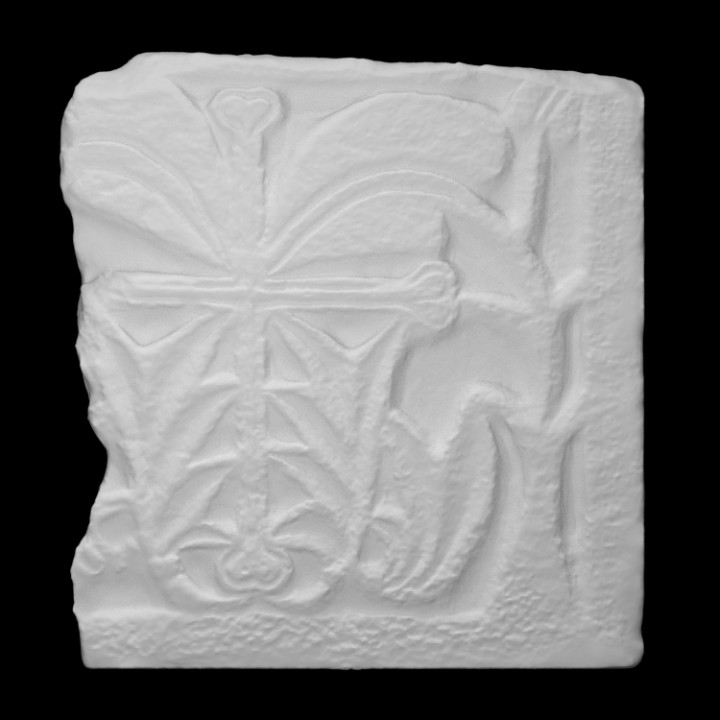 sarcophagus slab cross vegetal decoration scan relief funerary 3D print model - Mito3D