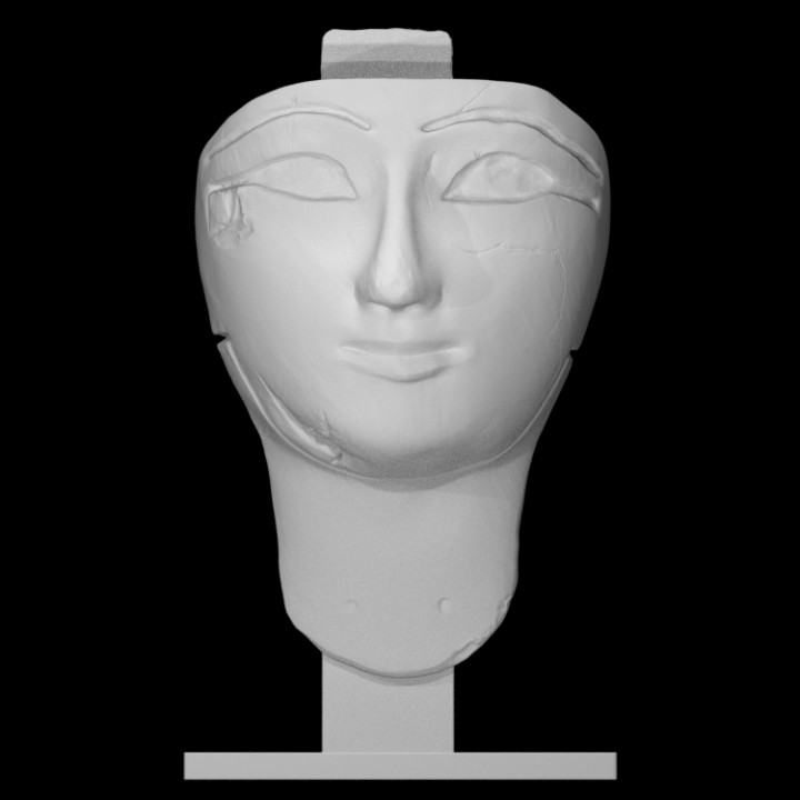 anthropomorphic sarcophagus mask scan head relief funerary 3D print model - Mito3D