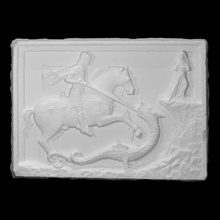 st george dragon flanked dandolo arms scan man horse relief fullsize 3d print model - Mito3D