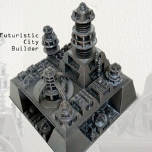 futuristic city builder generator tabletop building generative procedural polyhedra recursion recursive space station 3d print model - Mito3D