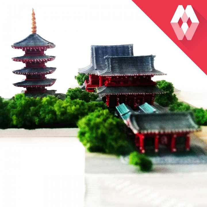 Asakusa senso ji temple architecture Bouddha Chine chinois Japon Japonais tokyo monument miniature Asie Château porte Oriental sensoji pagode kaminarimon bouddhiste asiatique edo kannon 3D print model - Mito3D