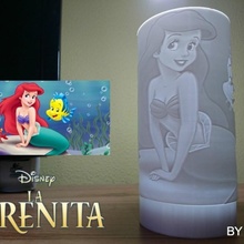 Lampara la sirenita hayran Sanat Disney Ariel taş ocağı litofania 3dlito dibujos Animados vals Lasirenita 3d print model - Mito3D