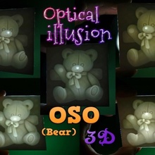 oso 3d ilusi ótica óptico ilusão ventilador arte Urso pelúcia litofano impressora óptica litofania peluche 3d print model - Mito3D