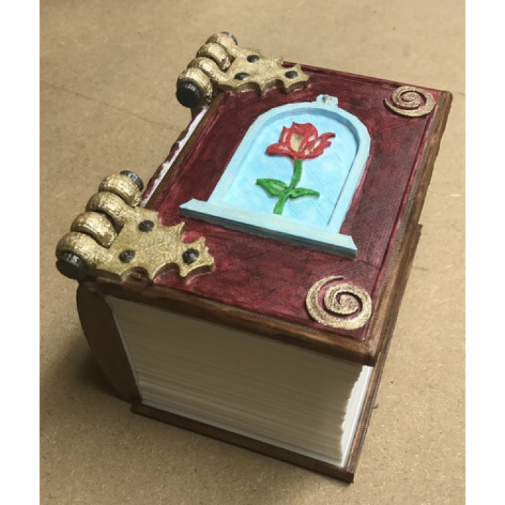 belle livro dados caixa jardim Disney tampo mesa Princesa beleza jogos dnd masmorras dragões fera copo 3D print model - Mito3D