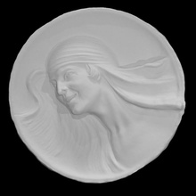 donna turca velata escanear medallón objeto fragmento 3d print model - Mito3D
