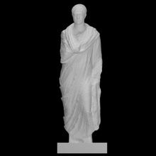 portrait statue homme portant himation encart tête analyse corps 3d print model - Mito3D