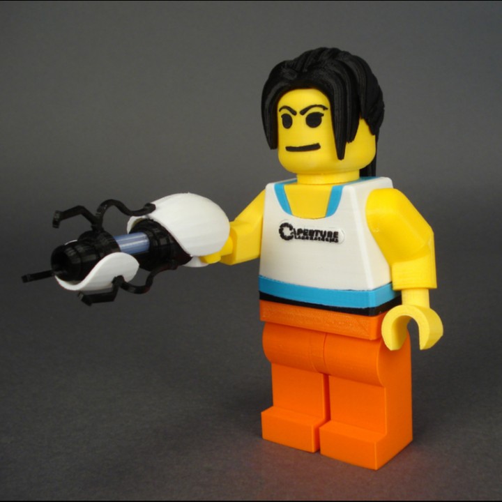 chell giocattoli Giochi portale minifig apertura 3D print model - Mito3D