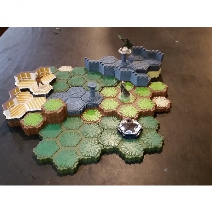 locking hex terrain wood floor tabletop hexagon tile game gaming heroscape games hexagaon 3D print model - Mito3D