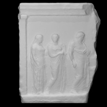 fragmento votivo alivio forma templo escanear 3d print model - Mito3D