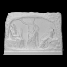 votive relief shape cave scan women 3d print model - Mito3D