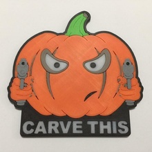 'carve this' pumpkin coaster fan art guns halloween holiday celebration 3d print model - Mito3D