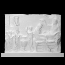 votive relief showing funerary banquet scan 3d print model - Mito3D