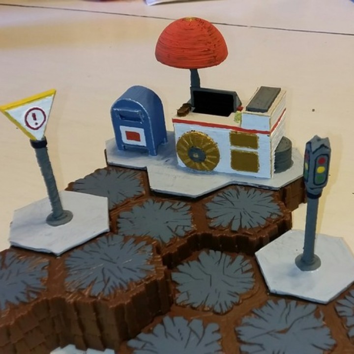 altıgen arazi Kent Ayarlamak 2 masaüstü savaş oyunları oyunu kentsel oyun fayans trabletop 3D print model - Mito3D