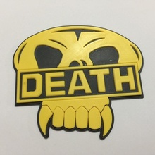 judge death badge coaster & garden comics judgedredd 2000ad judgedeath 3d print model - Mito3D