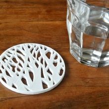 tree silhouette coaster & garden glass drink beautifulhome thanksgiving 3d print model - Mito3D