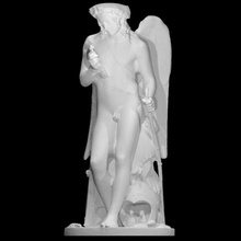 cupid triumphant examining arrow scan amor classic greek instrument man music mythology sculpture statue wing angel 3dprint 3dscan bow culturalheritage winged lyre 3d print model - Mito3D