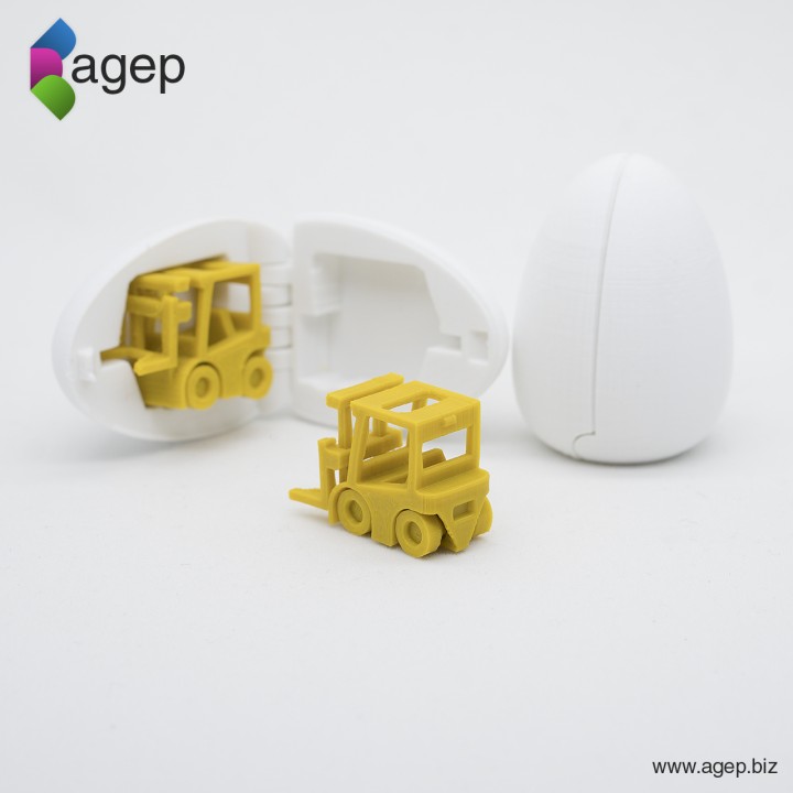 surprise Oeuf 2 minuscule fourchette ascenseur jouets Jeux Pâques cadeau collectable printinplace référence œuf bas Kinderegg test stress chariot élévateur kindersurprise 3D print model - Mito3D