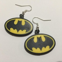 batman logo earrings jewellery tv dc comics movies superheroes 3d print model - Mito3D