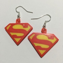 superman logo earrings jewellery tv dc comics movies superheroes 3d print model - Mito3D