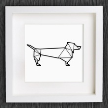 customizable origami sausage dog dachshund & garden animal geometric openscad lowpoly geometrical customizer 2d art poly 3d print model - Mito3D