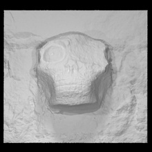 ball court skull scan relief 3d print model - Mito3D