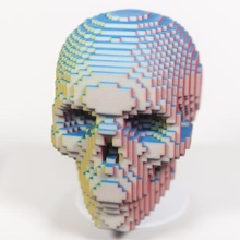 voxelized skull education bones geometric halloween skeleton voxel 3d print model - Mito3D