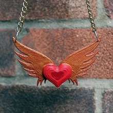 winged heart pendant jewellery love wings iloveyou 3d print model - Mito3D
