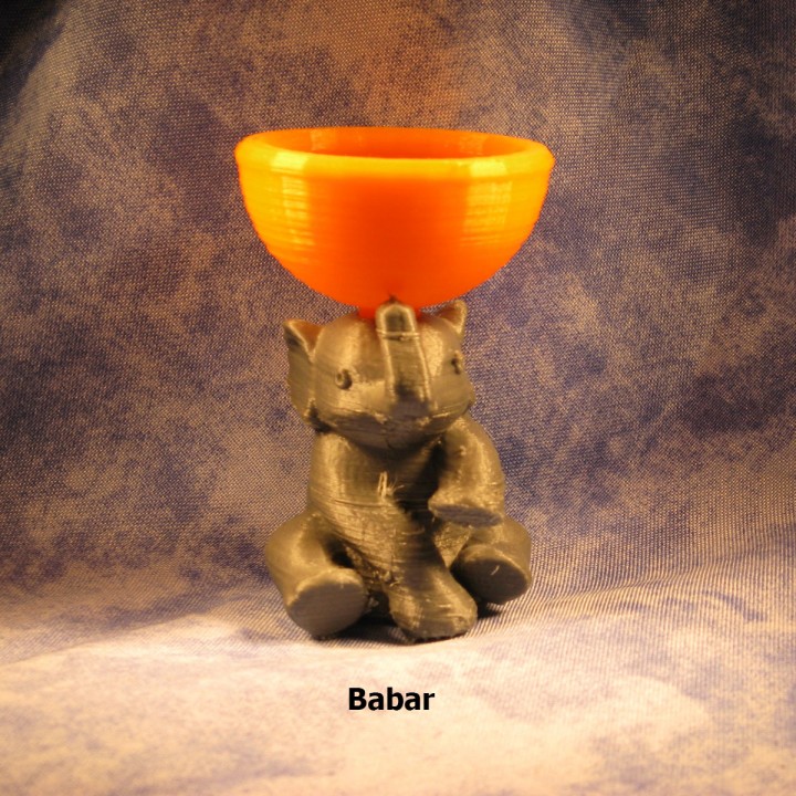 coquetier babar & garden oeuf animaux 3D print model - Mito3D