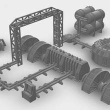 martillo guerra 30k 40k compatible terreno oleoductos mesa juego warhammer40k warhammer30k puente energía turbina 3d print model - Mito3D