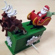 santa claus reindeer automata & garden christmas tinkercad tinkerchristmas hand-crank 3d print model - Mito3D
