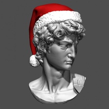 festive head david scan christmas santa xmas michelangelo christmashat headofdavid 3d print model - Mito3D